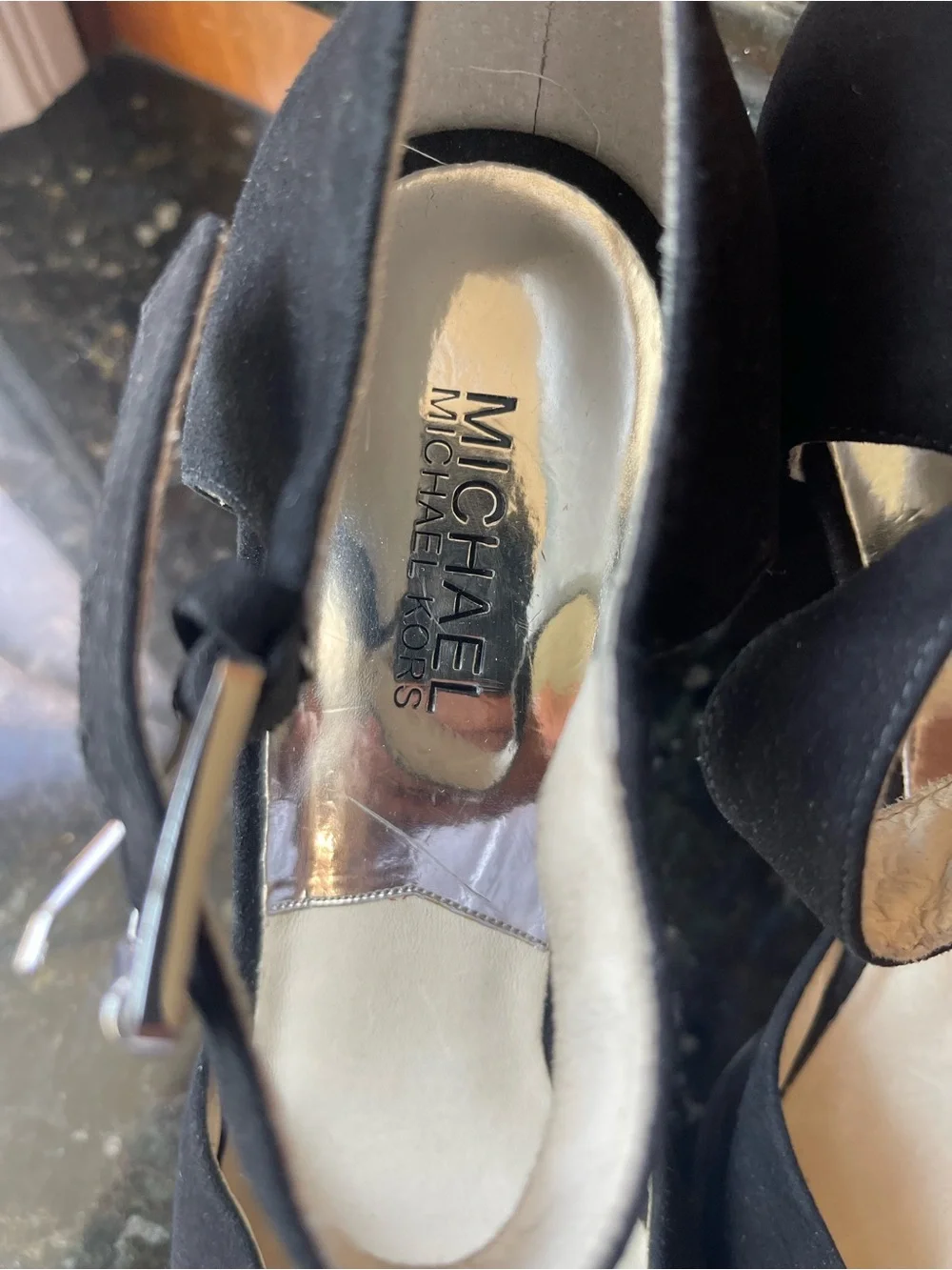 MICHAEL Michael Kors Black Suede Ankle-Strap Heels